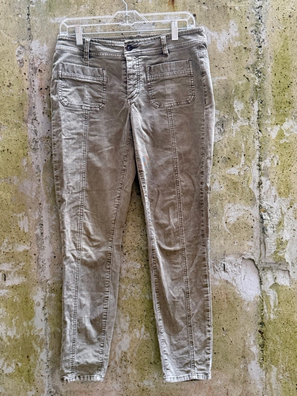Prana Olive Green Merrigan Skinny Corduroy Jeans, Size 6